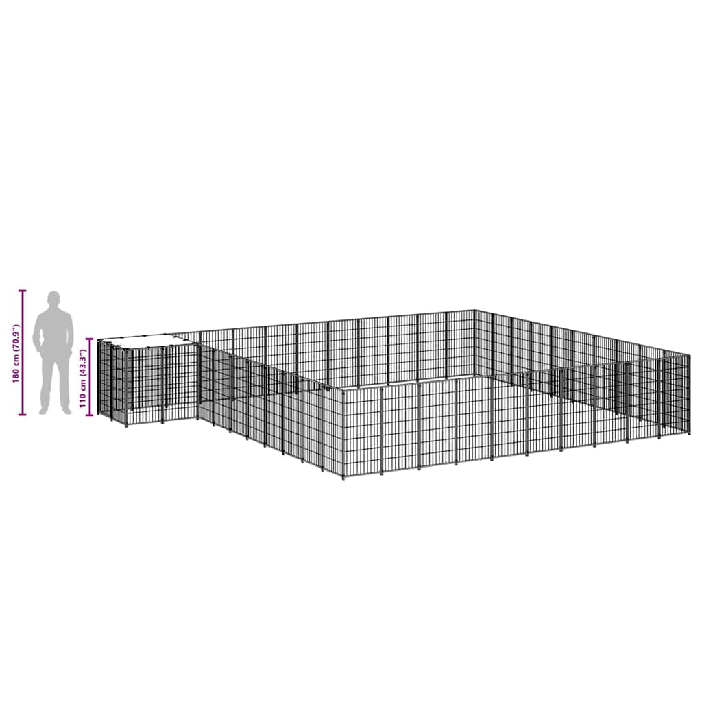 Dog Kennel Black 31.46 m? Steel