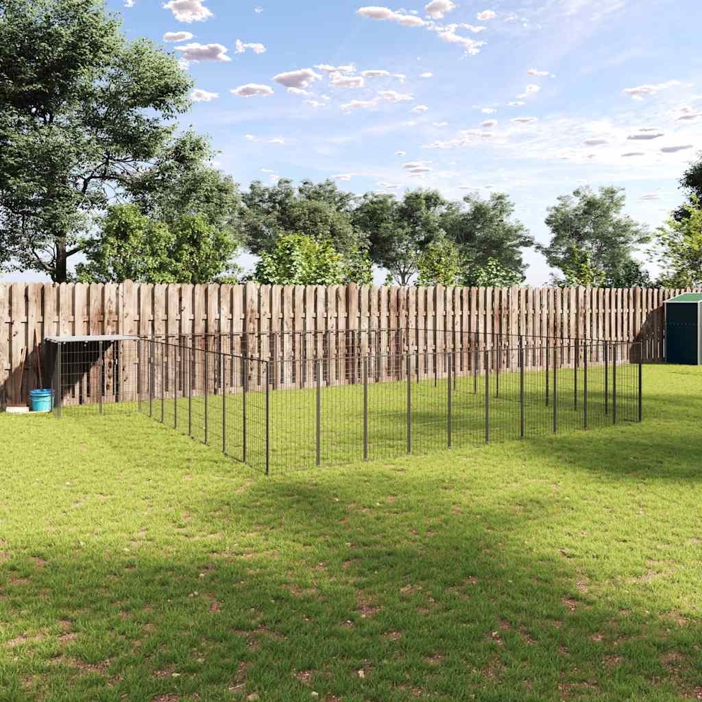 Dog Kennel Black 31.46 m? Steel