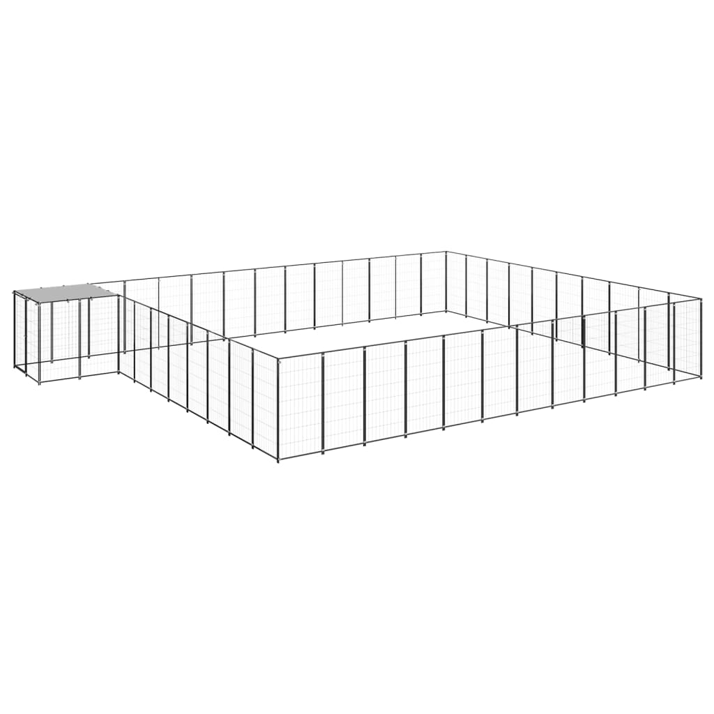 Dog Kennel Black 37.51 m? Steel