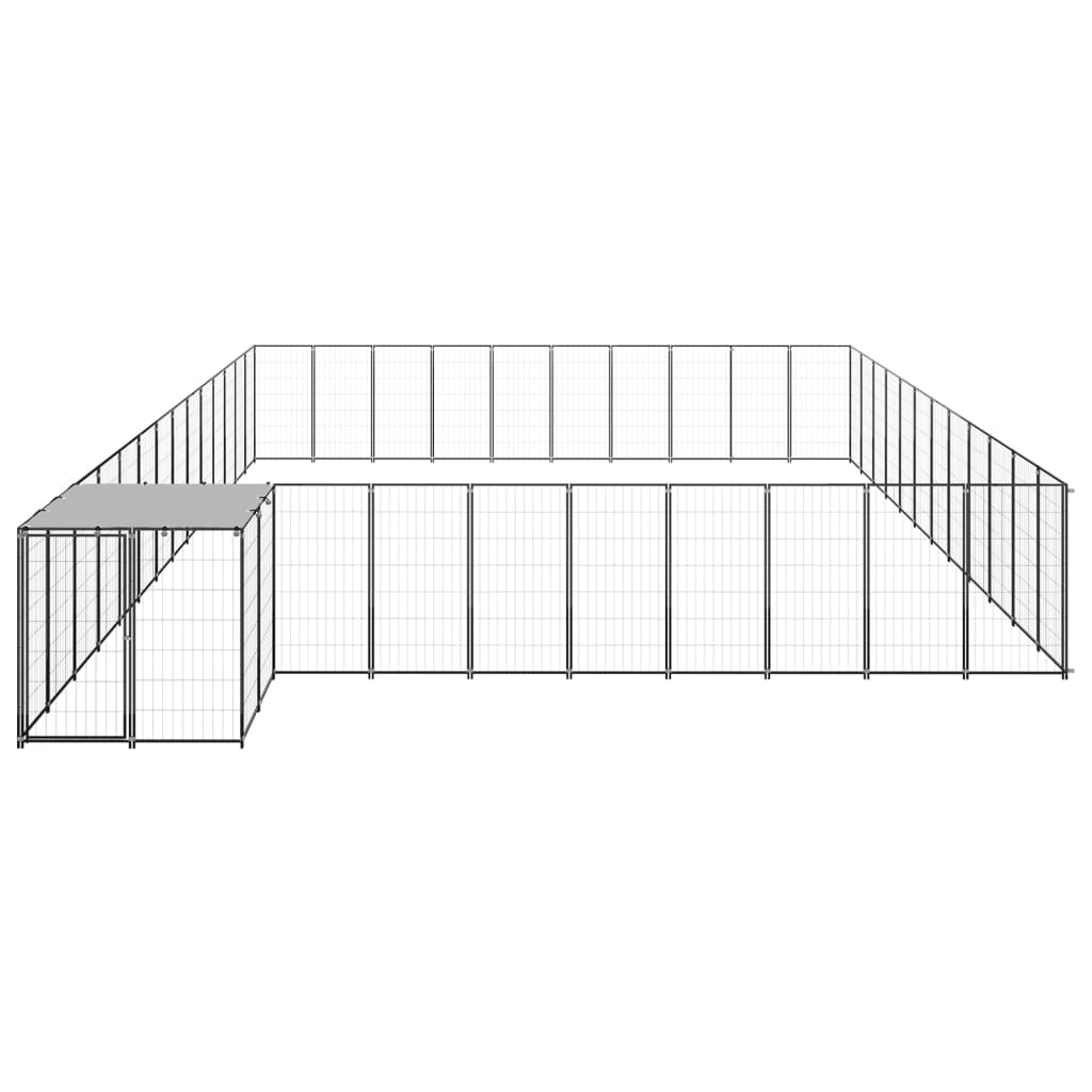 Dog Kennel Black 37.51 m? Steel