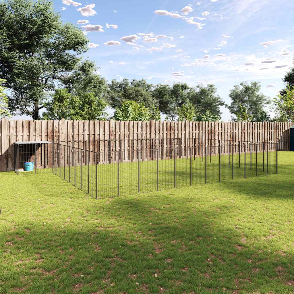 Dog Kennel Black 37.51 m? Steel