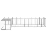Dog Kennel Silver 7.26 m² Steel - Front View