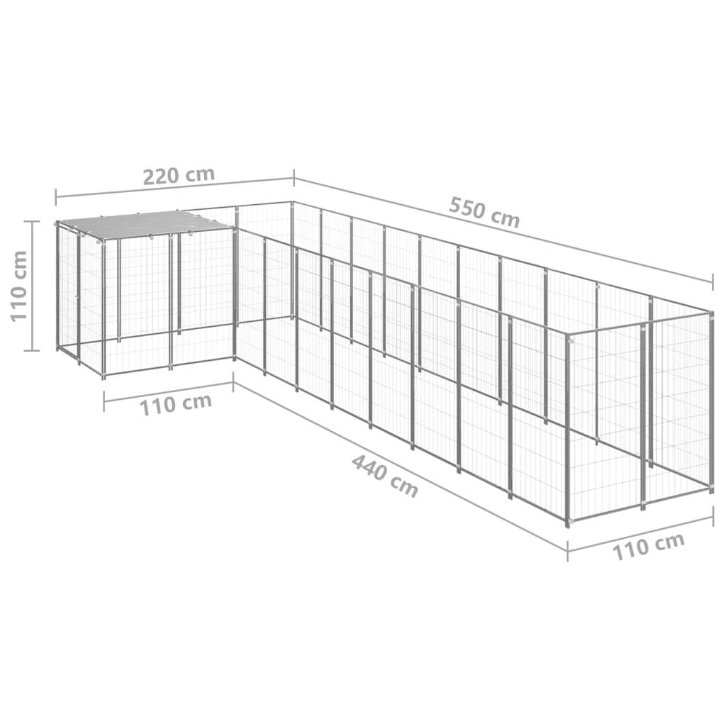 Dog Kennel Silver 7.26 m? Steel