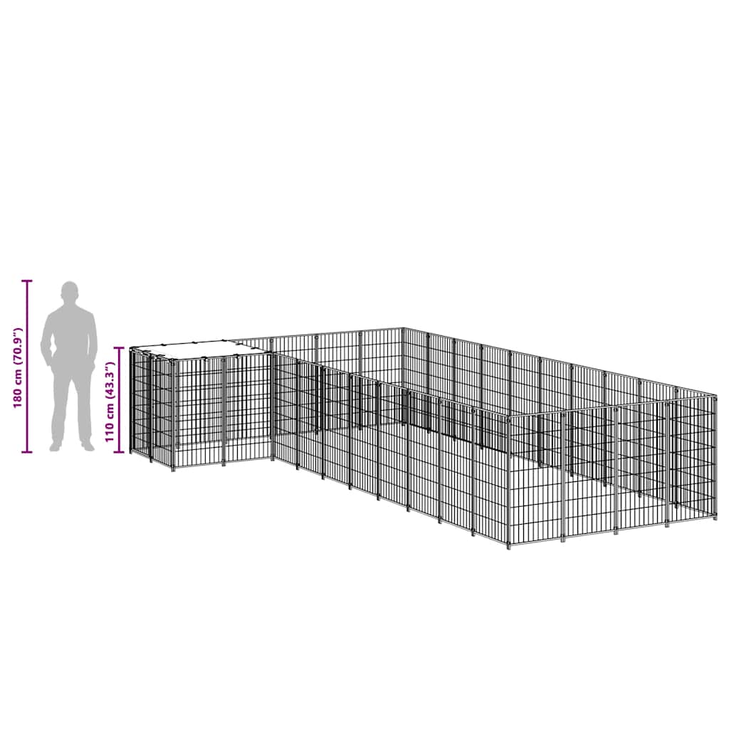 Dog Kennel Silver 13.31 m? Steel