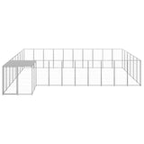 Dog Kennel Silver 19.36 m² Steel - Front View