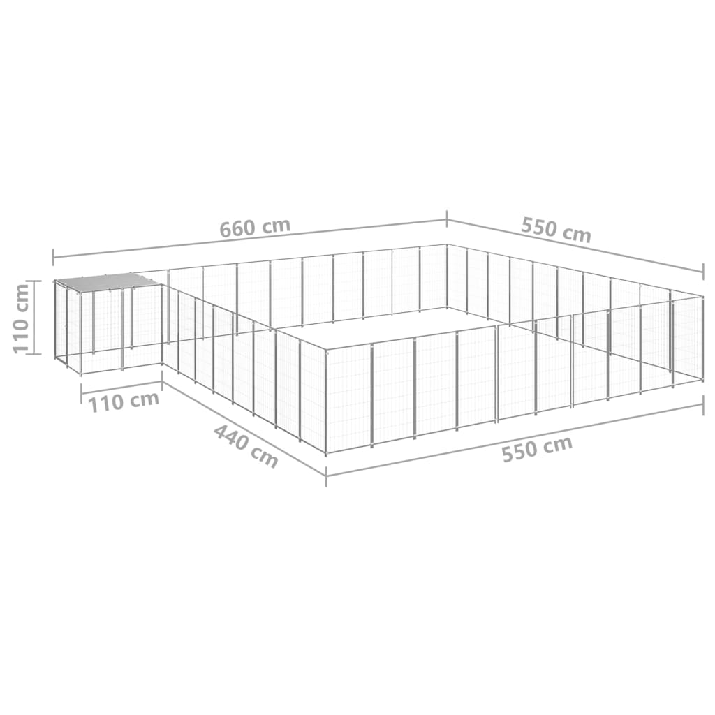 Dog Kennel Silver 31.46 m? Steel