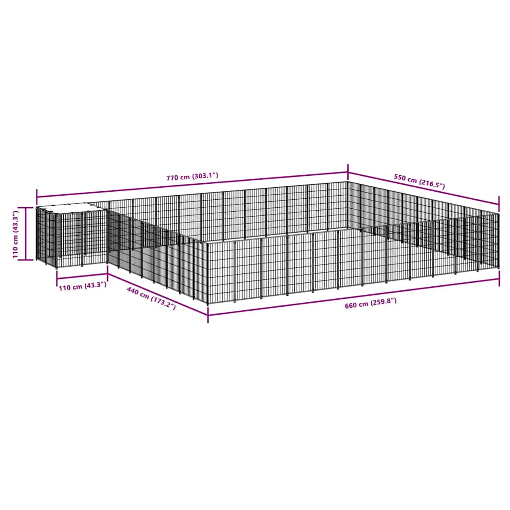 Dog Kennel Silver 37.51 m? Steel