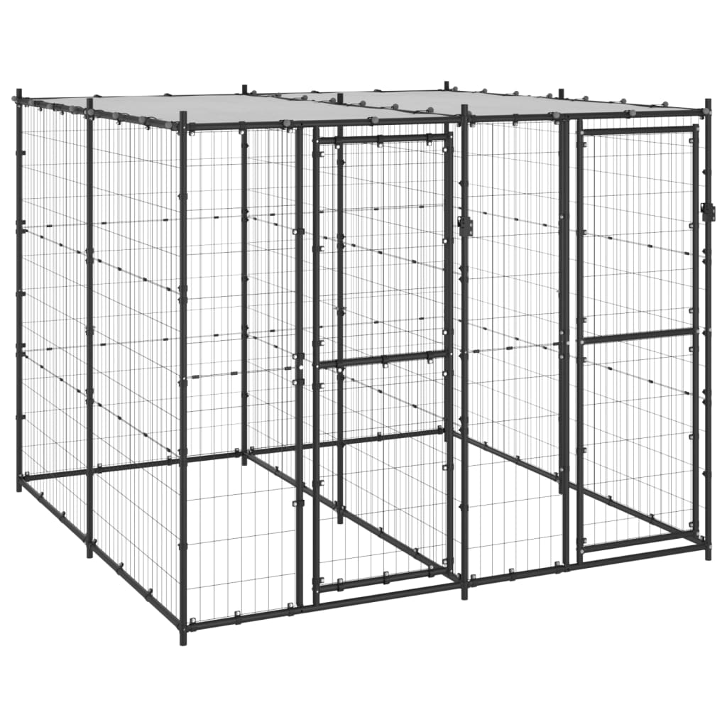 Outdoor Dog Kennel Steel with Roof 4.84 m?