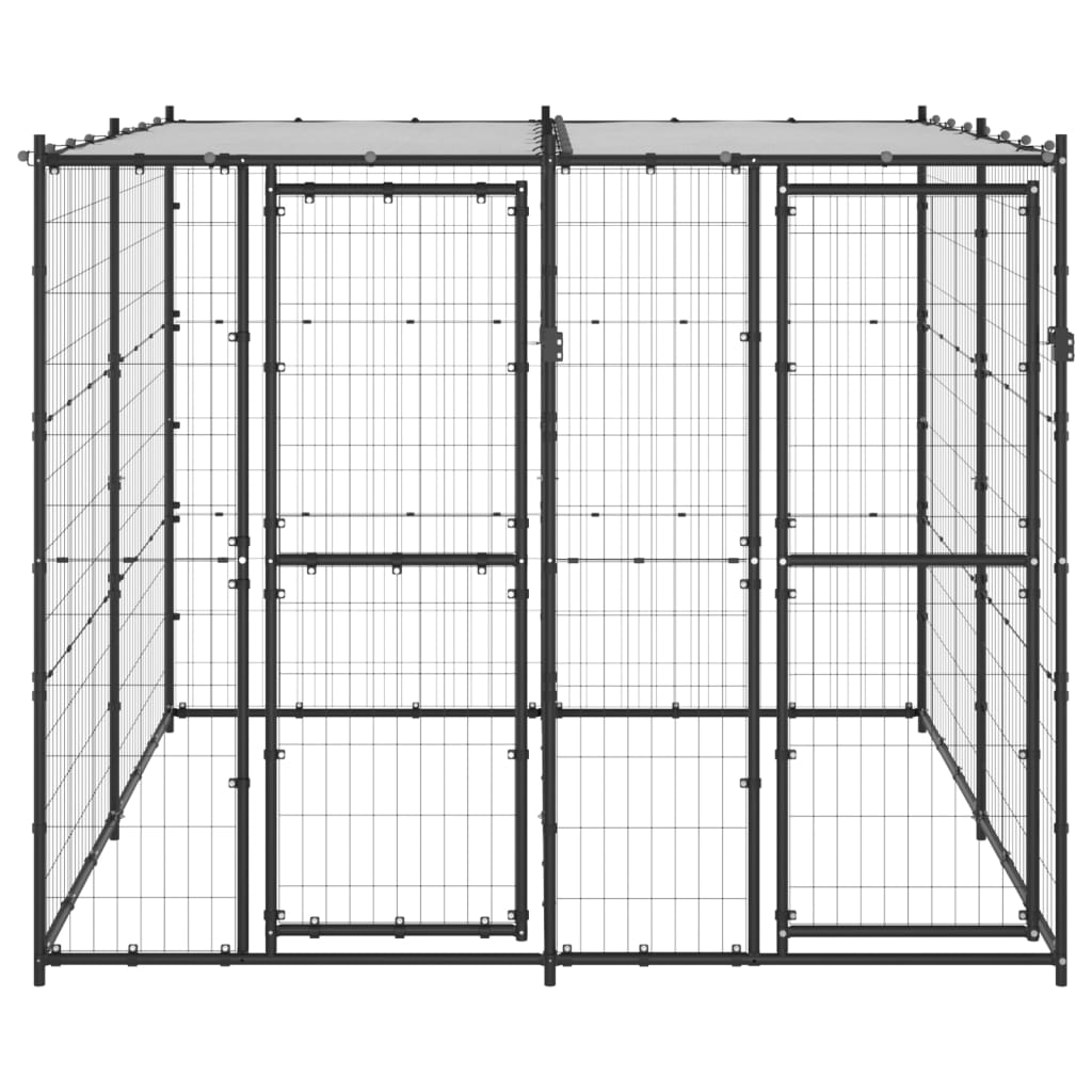 Outdoor Dog Kennel Steel with Roof 4.84 m?