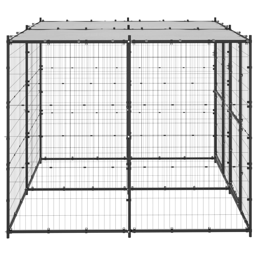 Outdoor Dog Kennel Steel with Roof 4.84 m?