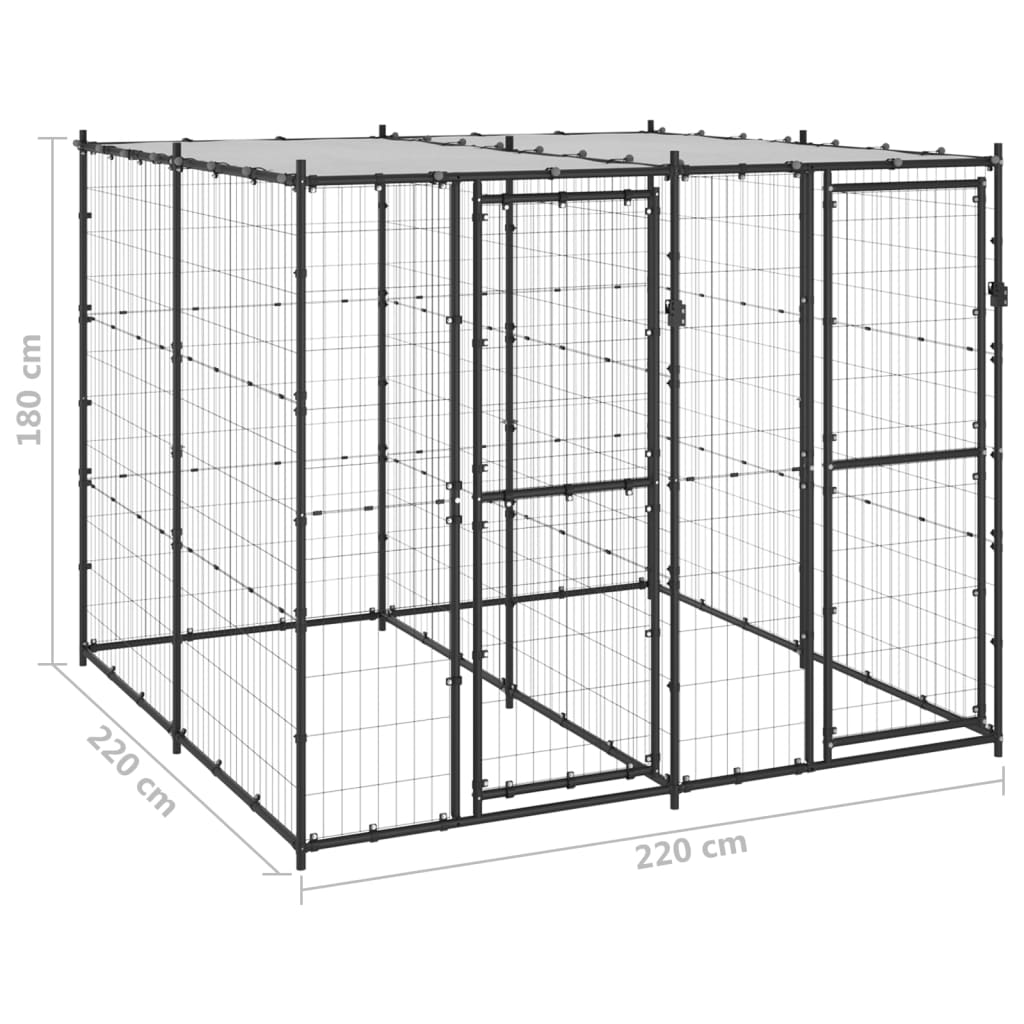 Outdoor Dog Kennel Steel with Roof 4.84 m?