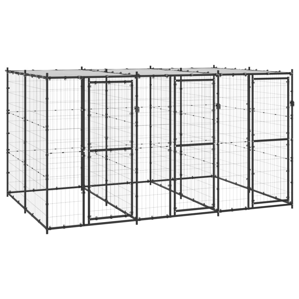 Outdoor Dog Kennel Steel with Roof 7.26 m?