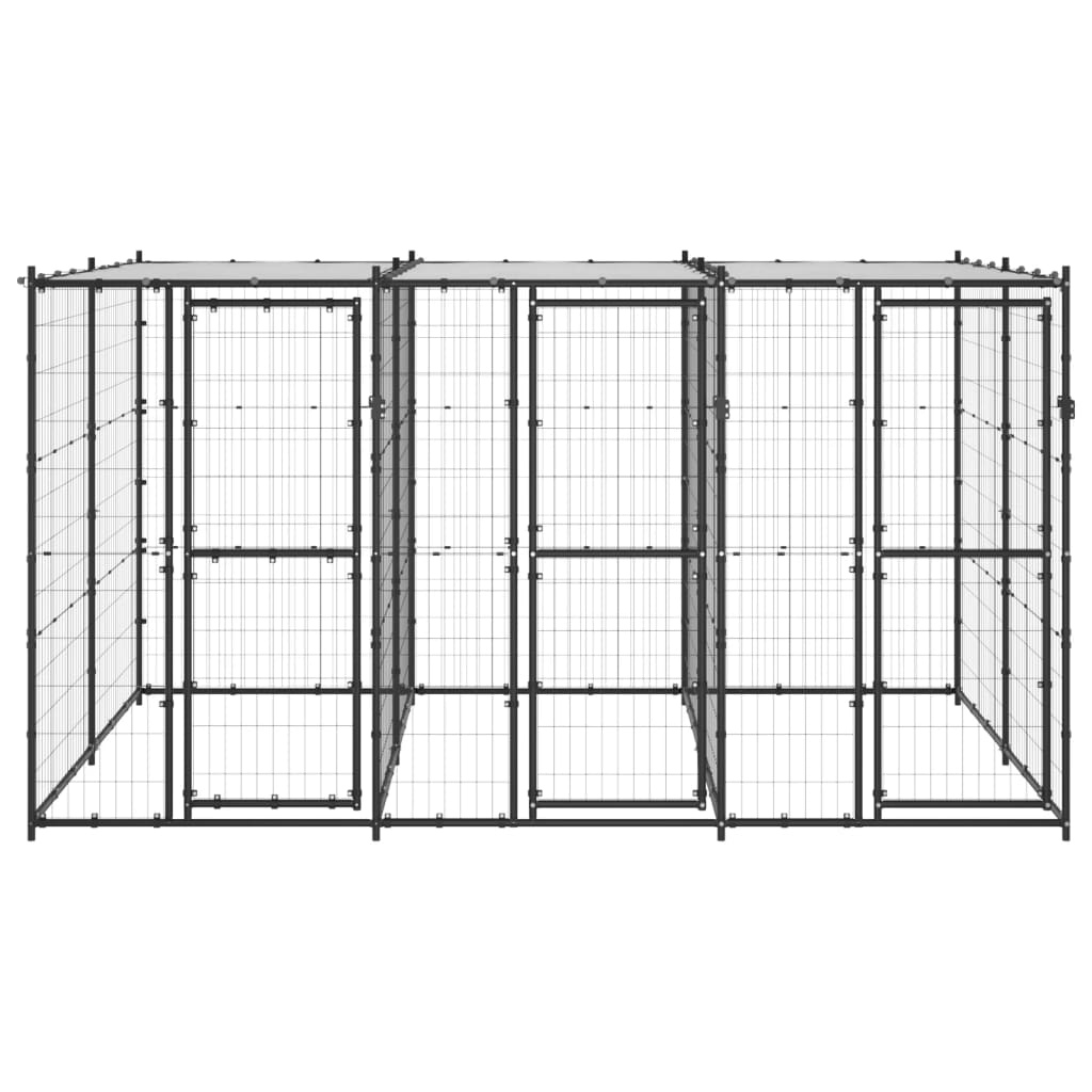 Outdoor Dog Kennel Steel with Roof 7.26 m?