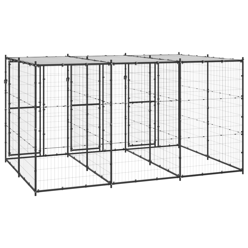 Outdoor Dog Kennel Steel with Roof 7.26 m?