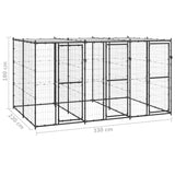 Outdoor Dog Kennel Steel with Roof 7.26 m² - Rear View