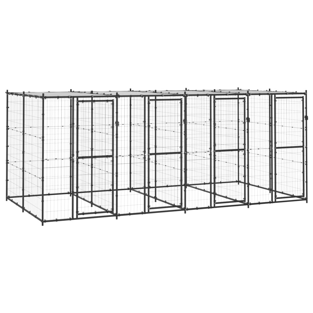 Outdoor Dog Kennel Steel with Roof 9.68 m?