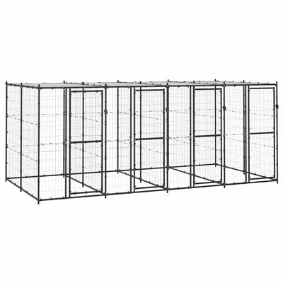 Outdoor Dog Kennel Steel with Roof 9,68 m²