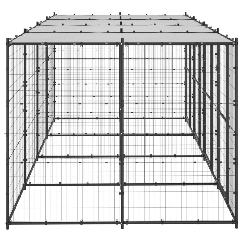 Outdoor Dog Kennel Steel with Roof 9.68 m?