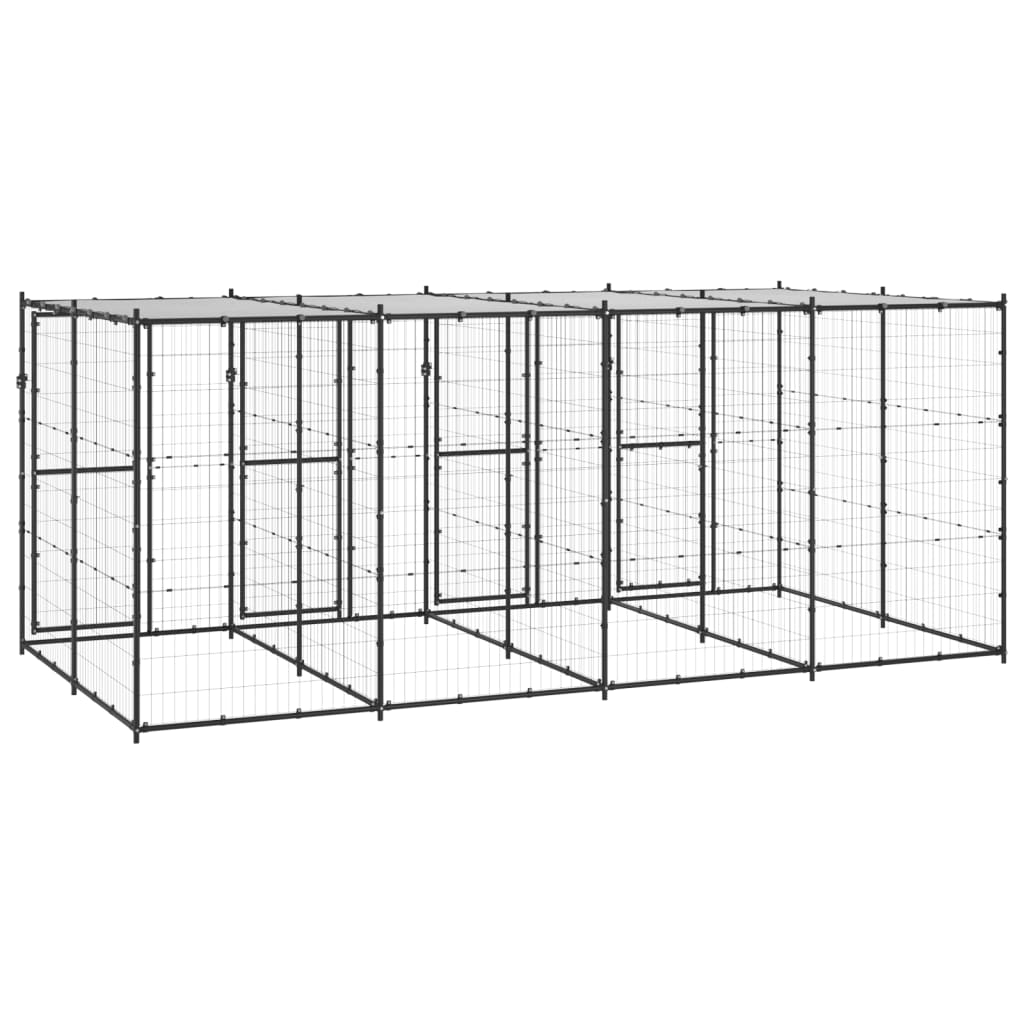 Outdoor Dog Kennel Steel with Roof 9.68 m?