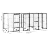 Outdoor Dog Kennel Steel with Roof 9.68 m² - Rear View