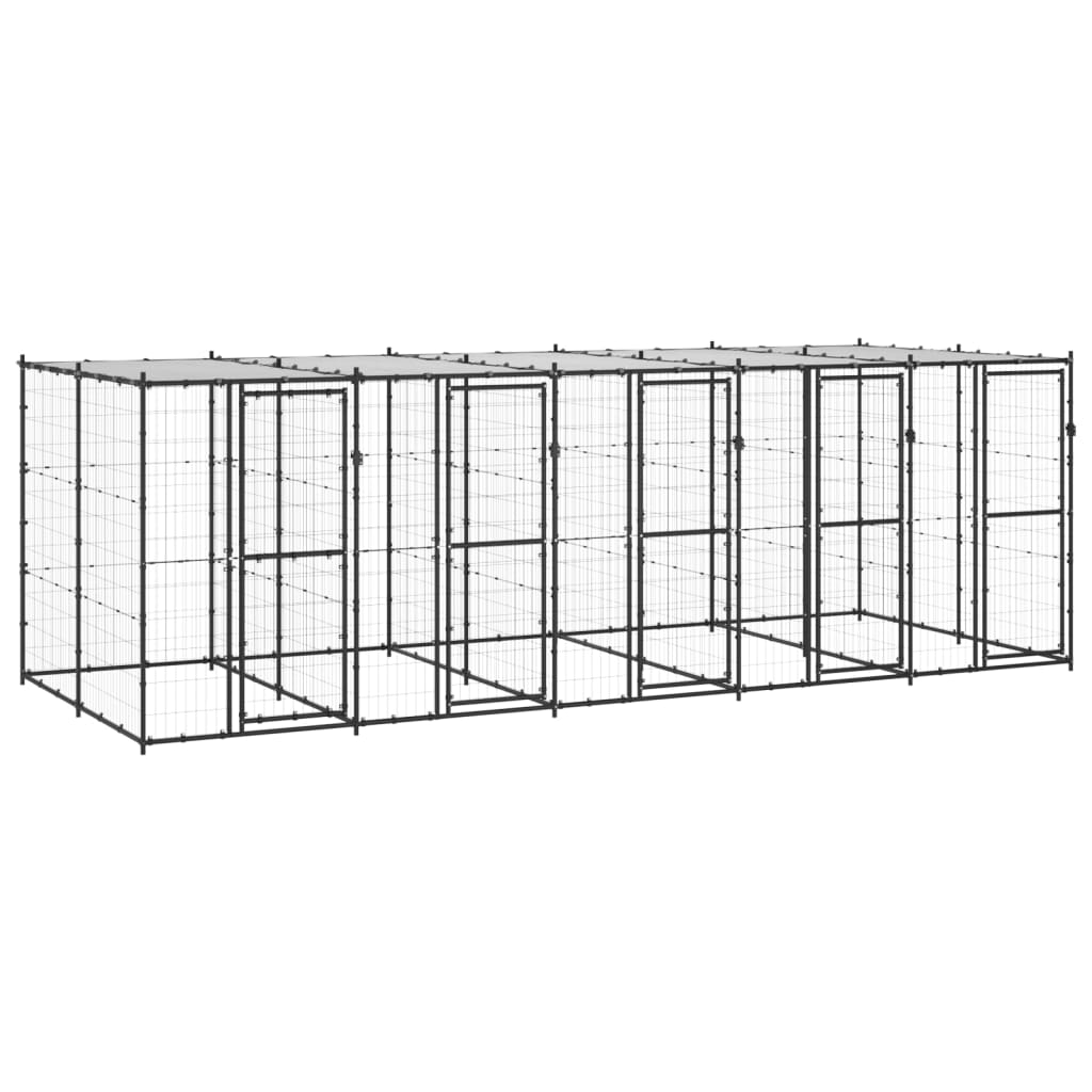 Outdoor Dog Kennel Steel with Roof 12.1 m?