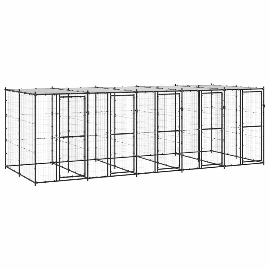 Outdoor Dog Kennel Steel with Roof 12,1 m²