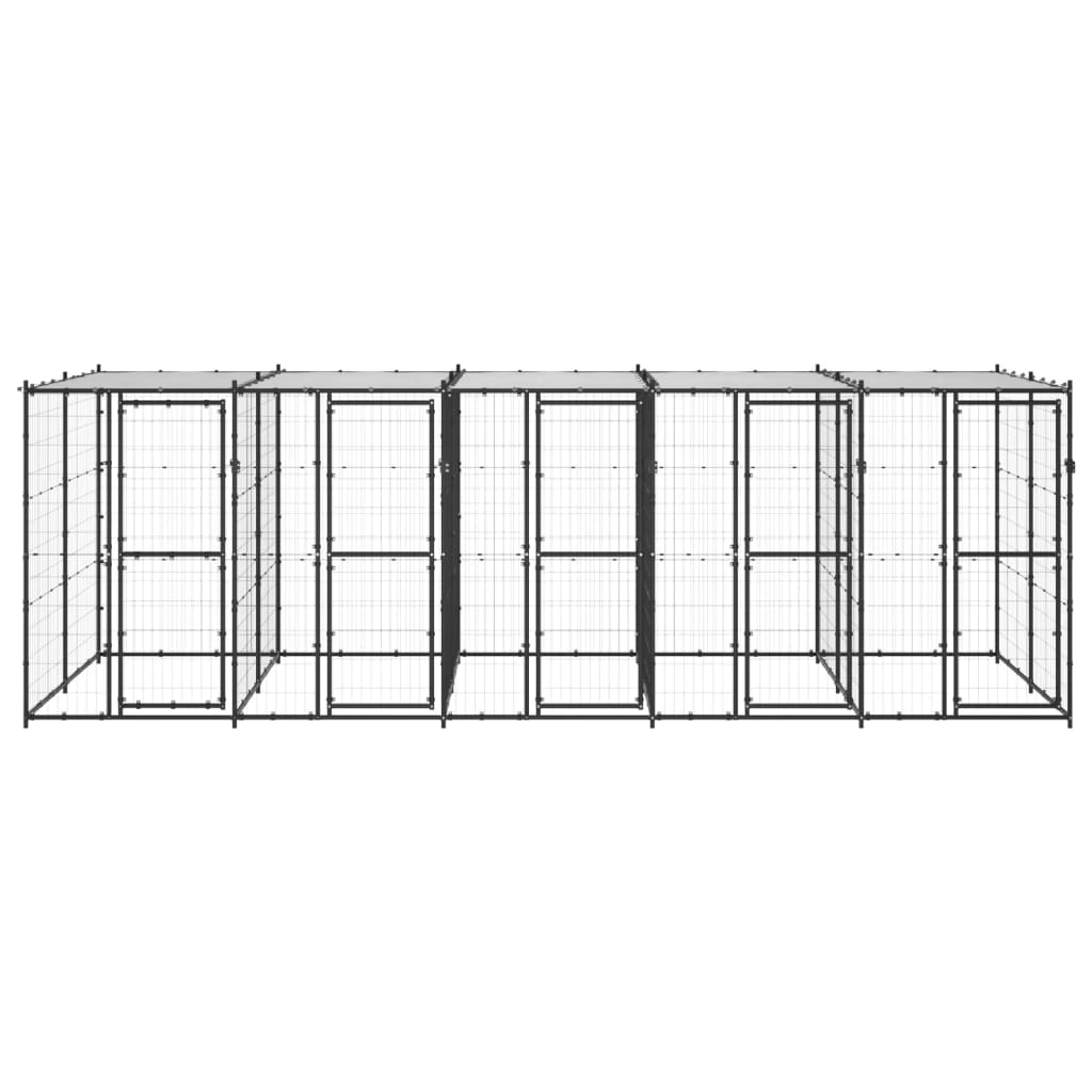 Outdoor Dog Kennel Steel with Roof 12.1 m?