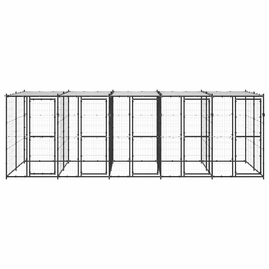 Outdoor Dog Kennel Steel with Roof 12,1 m²