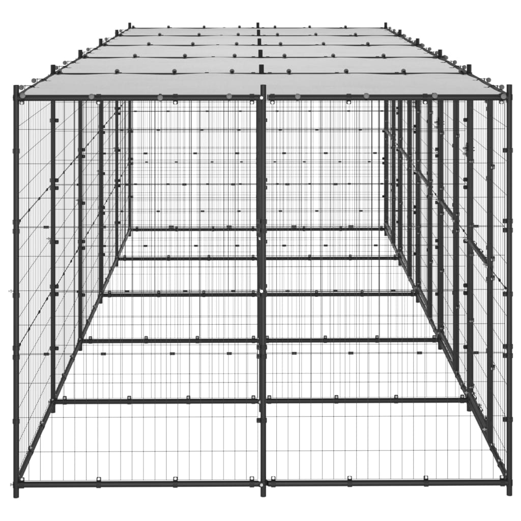 Outdoor Dog Kennel Steel with Roof 12.1 m?