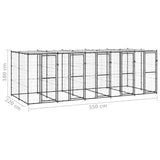 Outdoor Dog Kennel Steel with Roof 12.1 m?