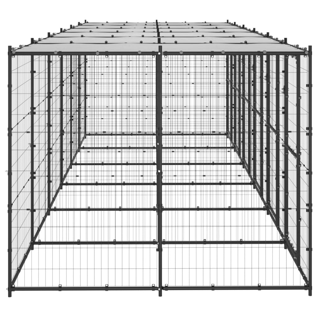 Outdoor Dog Kennel Steel with Roof 14.52 m?