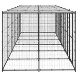Outdoor Dog Kennel Steel with Roof 14.52 m² - Side View
