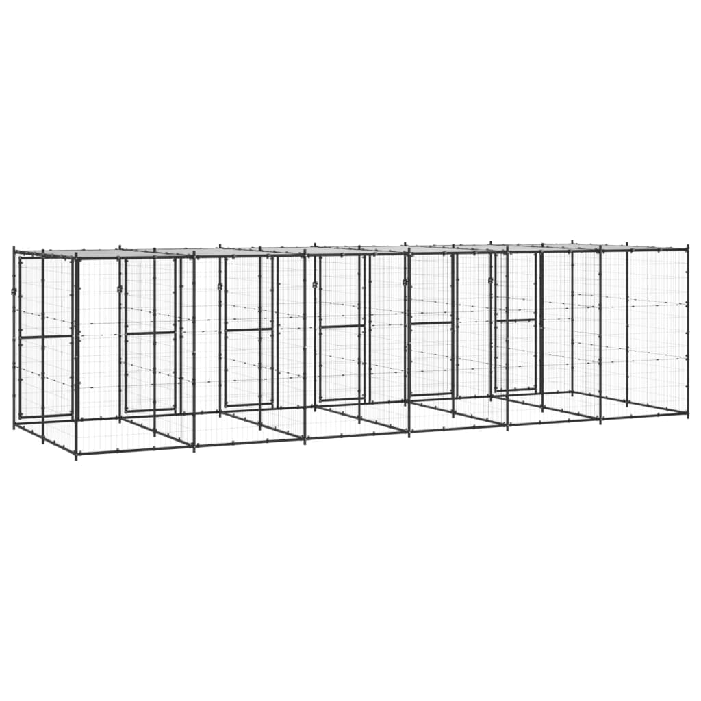 Outdoor Dog Kennel Steel with Roof 14.52 m?