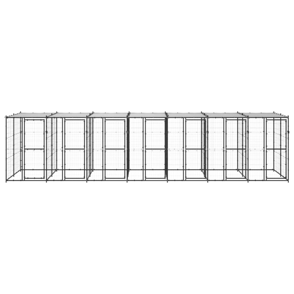 Outdoor Dog Kennel Steel with Roof 16.94 m²