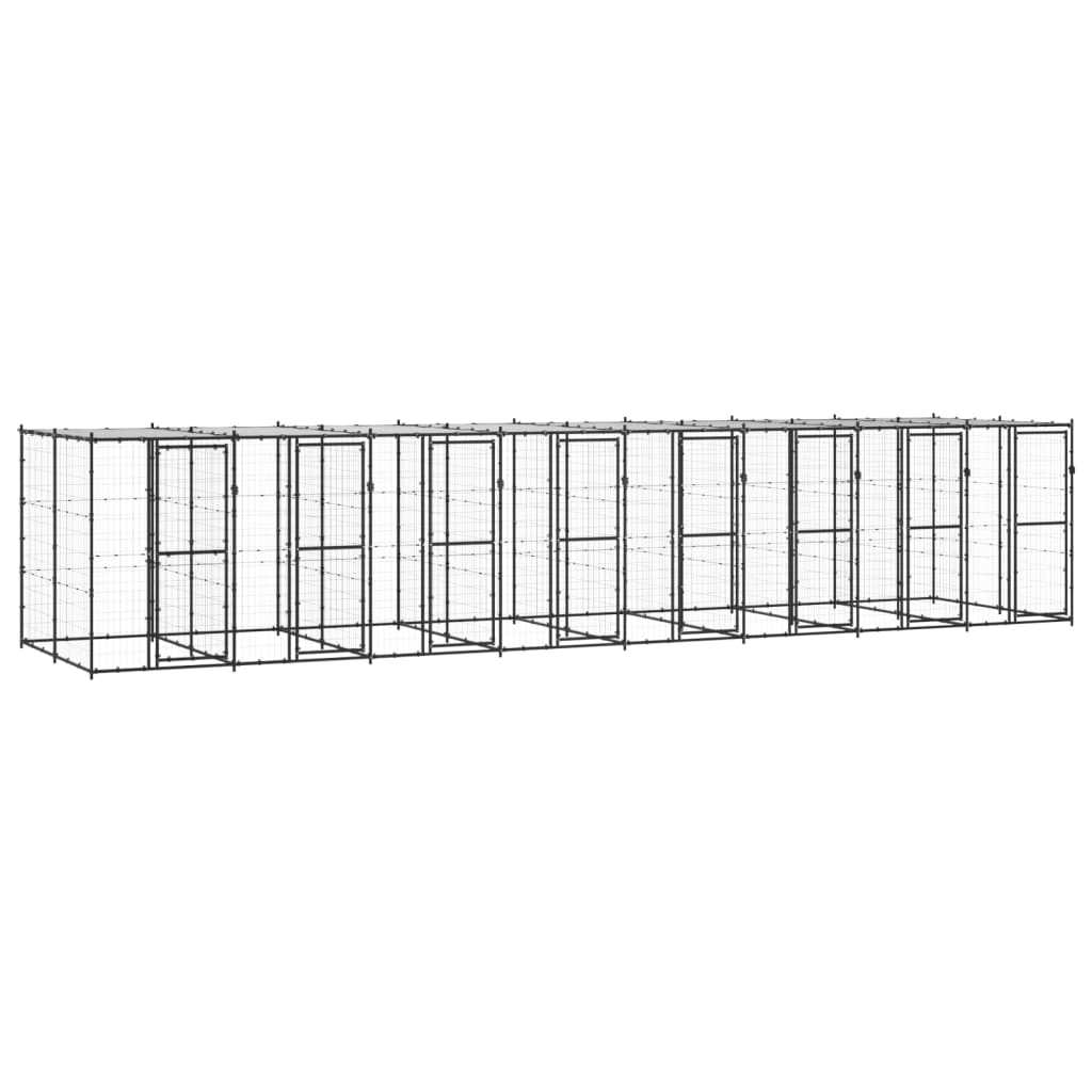 Outdoor Dog Kennel Steel with Roof 19.36 m?
