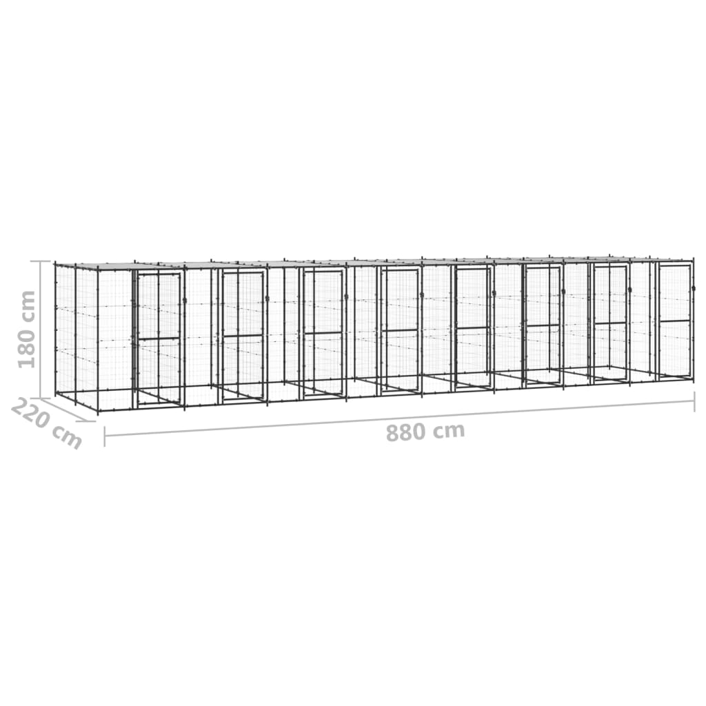 Outdoor Dog Kennel Steel with Roof 19.36 m?