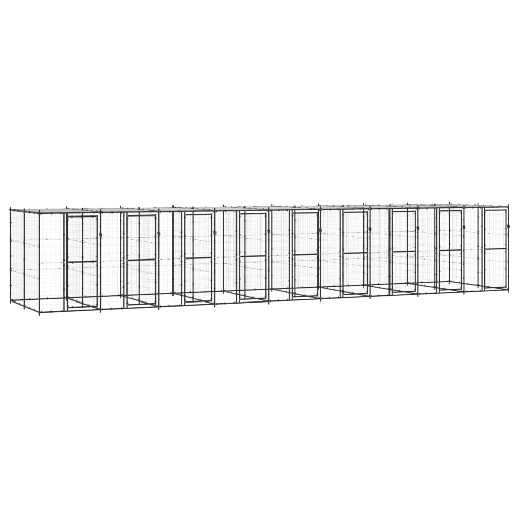 Outdoor Dog Kennel Steel with Roof 21.78 m?