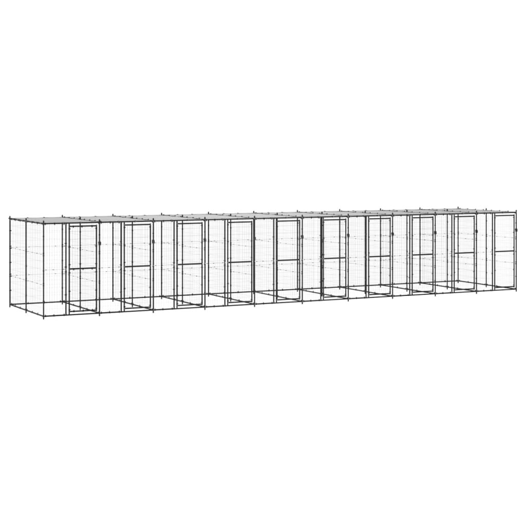 Outdoor Dog Kennel Steel with Roof 24.2 m?
