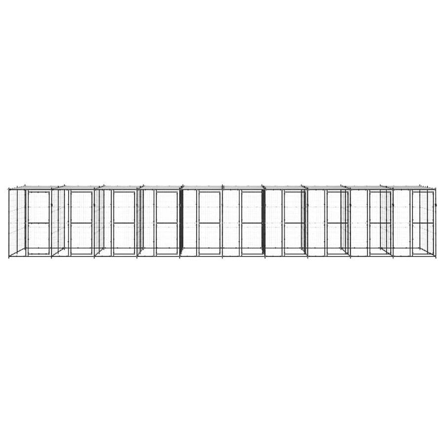 Outdoor Dog Kennel Steel with Roof 24,2 m²