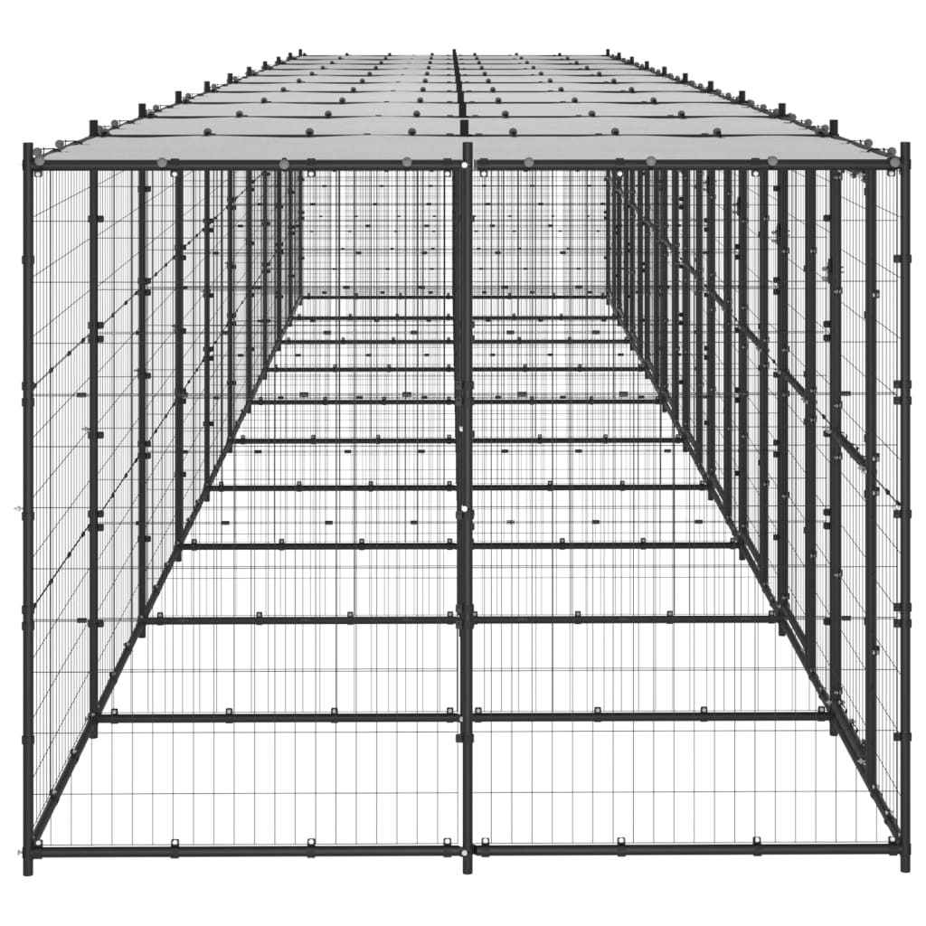 Outdoor Dog Kennel Steel with Roof 24.2 m?