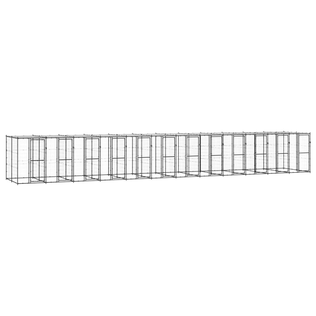 Outdoor Dog Kennel Steel with Roof 29.04 m?