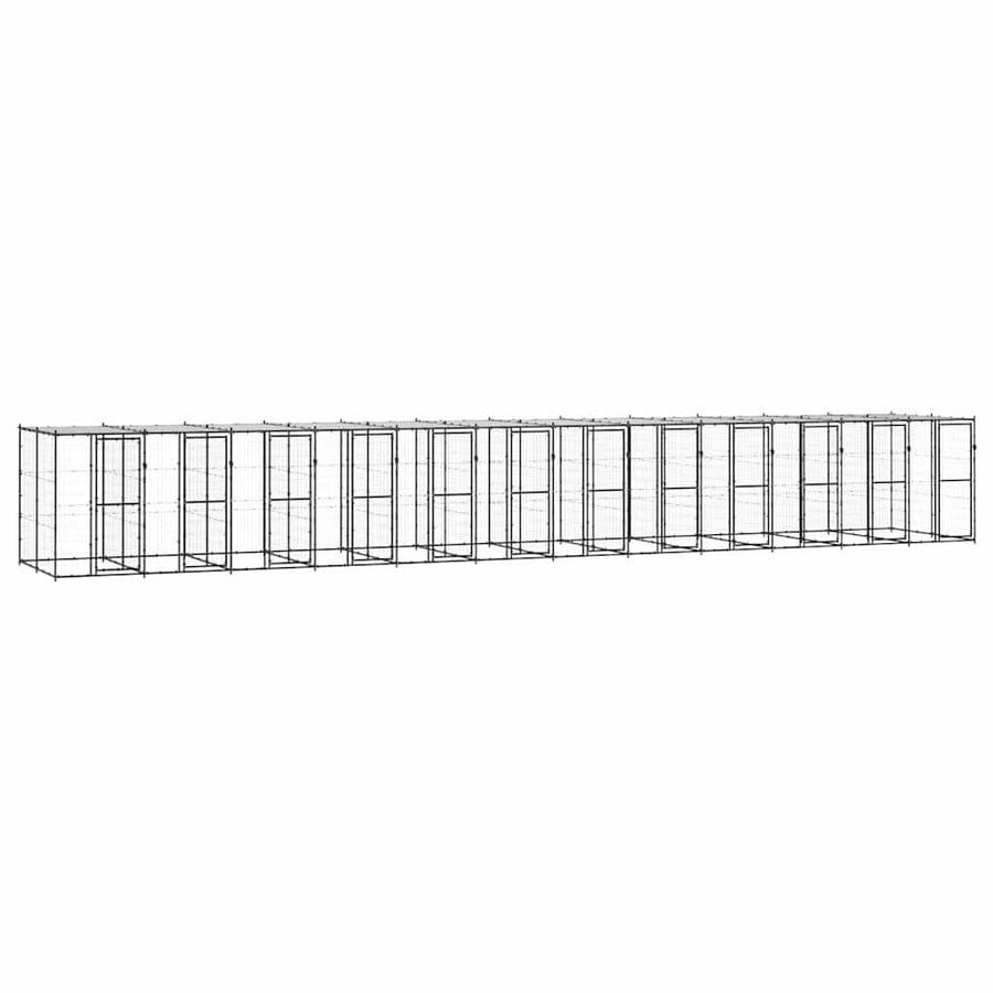 Outdoor Dog Kennel Steel with Roof 29,04 m²