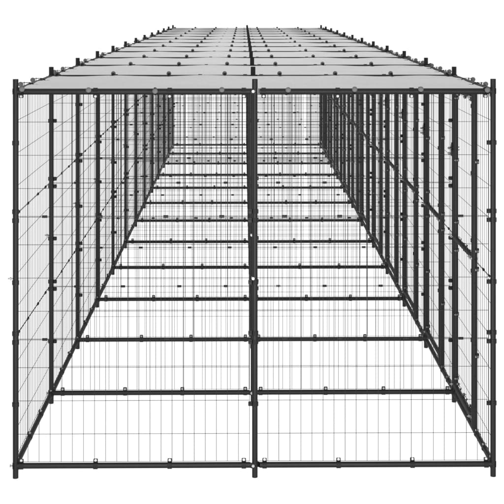 Outdoor Dog Kennel Steel with Roof 29.04 m?