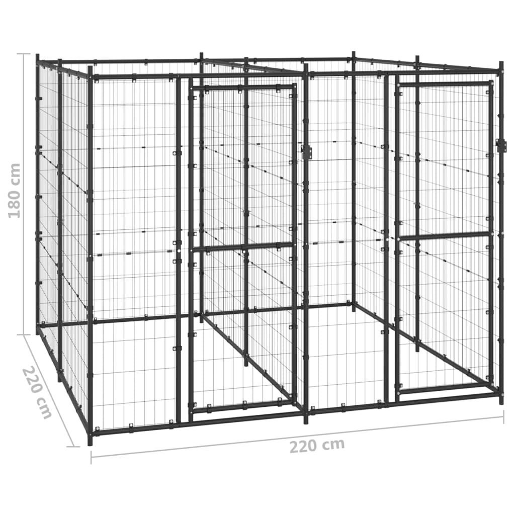 Outdoor Dog Kennel Steel 4.84 m?