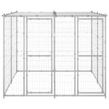 Outdoor Dog Kennel Galvanised Steel with Roof 4.84 m?