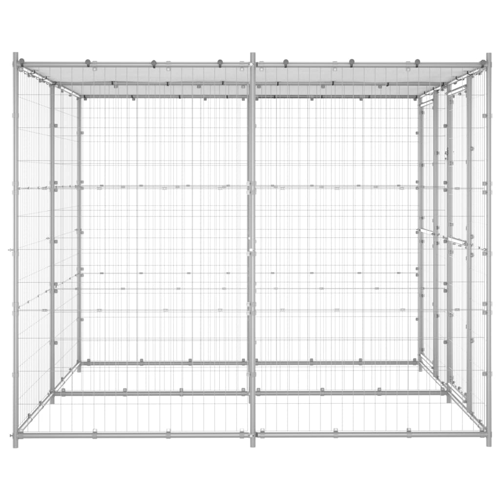 Outdoor Dog Kennel Galvanised Steel with Roof 4.84 m?