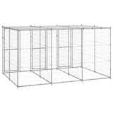 Outdoor Dog Kennel Galvanised Steel with Roof 7.26 m?
