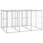 Outdoor Dog Kennel Galvanised Steel with Roof 7,26 m²