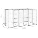 Outdoor Dog Kennel Galvanised Steel with Roof 7.26 m?