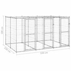 Outdoor Dog Kennel Galvanised Steel with Roof 7,26 m²